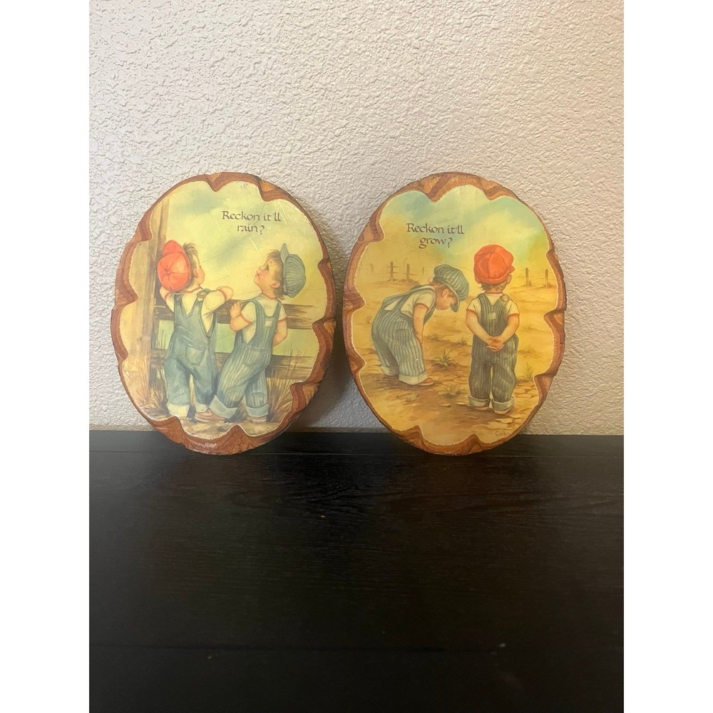 Set of Vintage Coby Art Prints on Wood